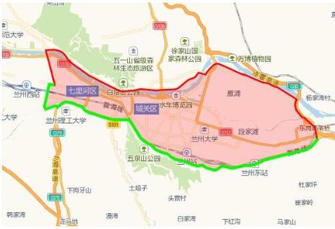 兰州限行区域地图-兰州限号路段地图详解
