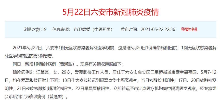 关于“安徽六安疫情”你可能想知道